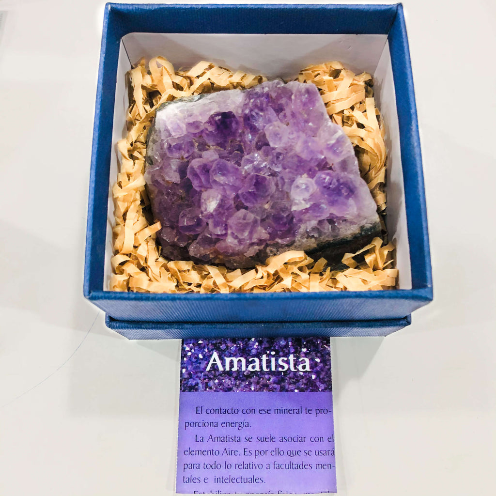 drusa amatista en caja azul