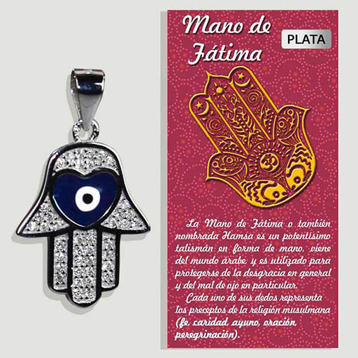 Colgante Mano de Fatima Ojo con circonitas - Plata de Ley