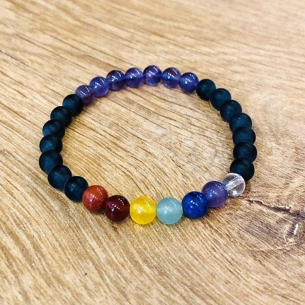 Pulsera Chakra Duo -  Amatista y Ónix mate