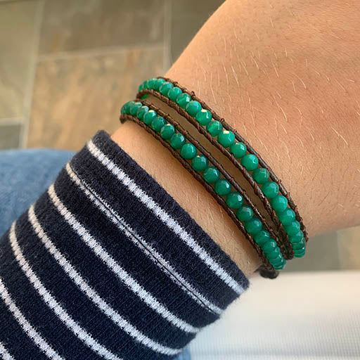 Pulsera Daruma - 2 vueltas Agata Verde