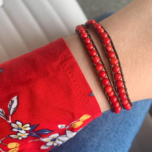 Pulsera Daruma - 2 vueltas Coralina