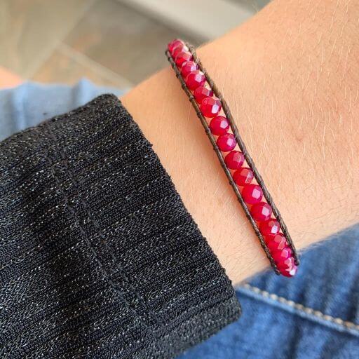 Pulsera Kiara - 1 vuelta Agata fucsia