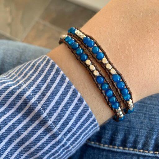 Pulsera Misaki - 2 vueltas mix Agata azul