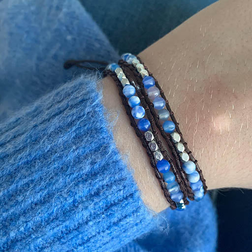 Pulsera Misaki - 2 vueltas mix Agata azul claro
