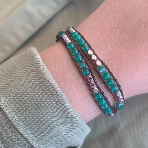 Pulsera Misaki - 2 vueltas mix Agata verde