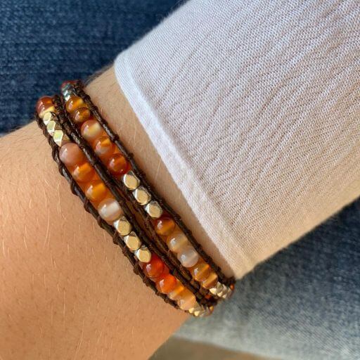 Pulsera Misaki - 2 vueltas mix Carneola