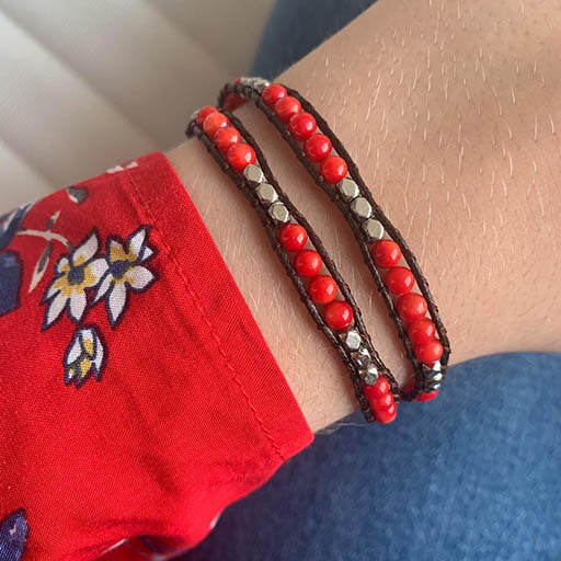 Pulsera Misaki - 2 vueltas mix Coralina