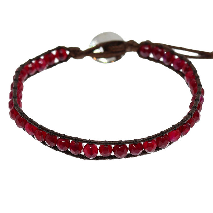 Pulsera Kiara - 1 vuelta Agata fucsia