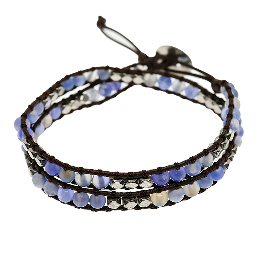 Pulsera Misaki - 2 vueltas mix Agata azul claro