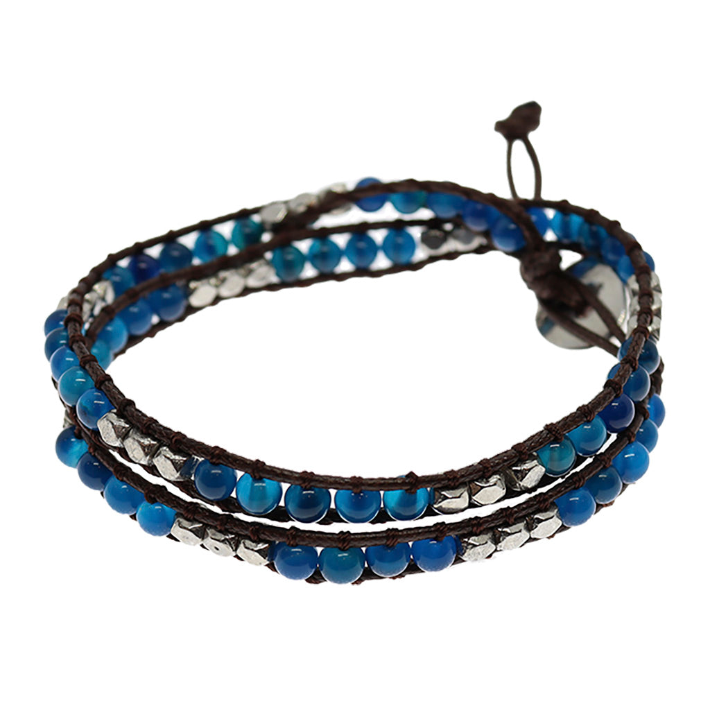 Pulsera Misaki - 2 vueltas mix Agata azul